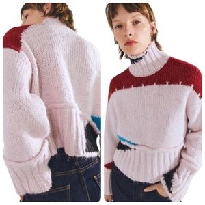 Zara Blogger Favorite Colorblock Cropped Wool Blend Sweater - worn only once!